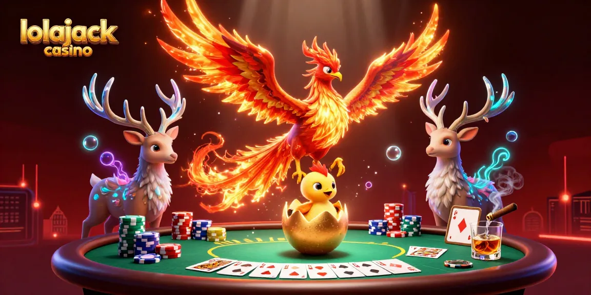 Experience thrilling games at lolajack casino with this vibrant 3D illustration showcasing dynamic poker action and captivating characters.