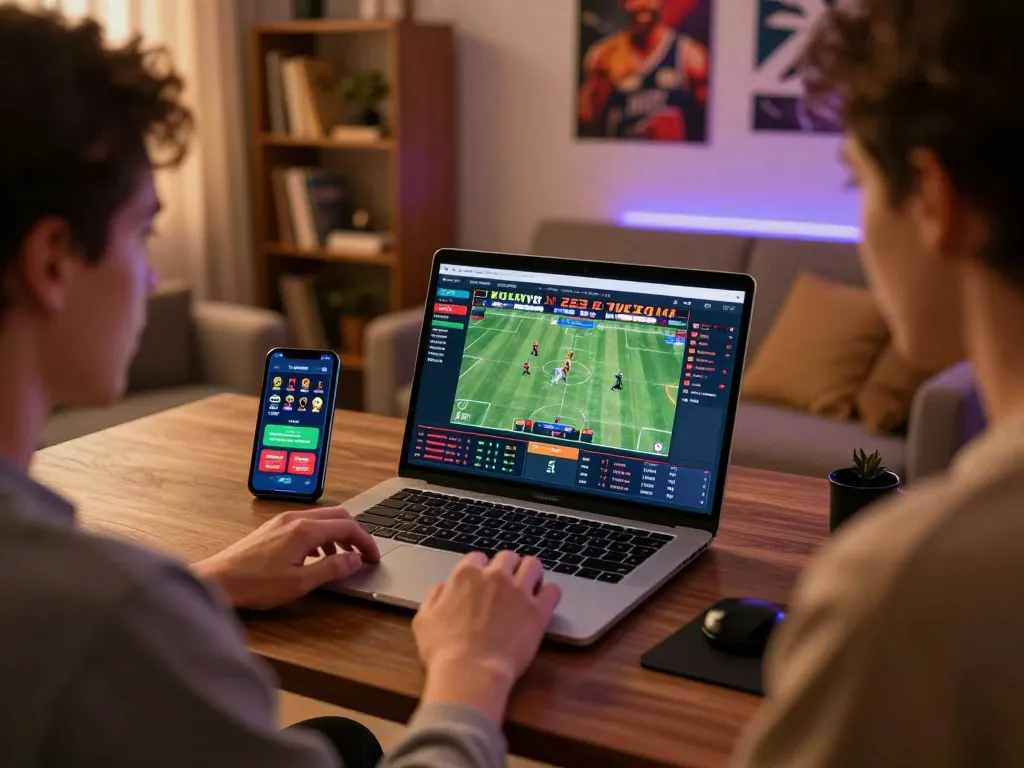 Engaged gamer placing bets on live sports events at Lu 88 online platform