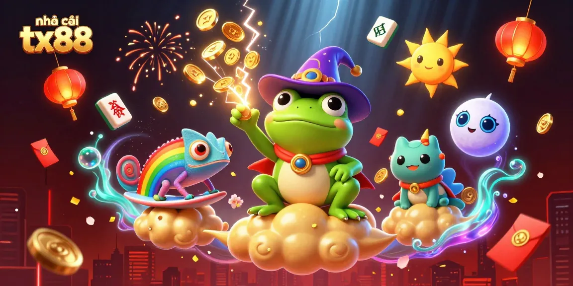 Experience the magic of nhà cái tx88 with a vibrant storm of golden coins and joyful characters.