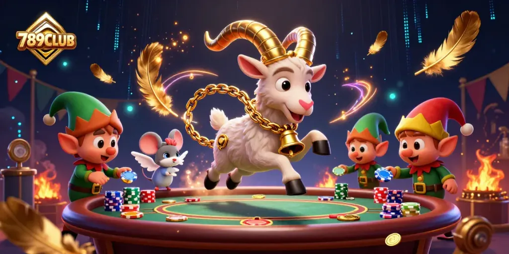 Experience the thrill of 789CLUB in a lively casino scene with 3D characters and vibrant poker action.