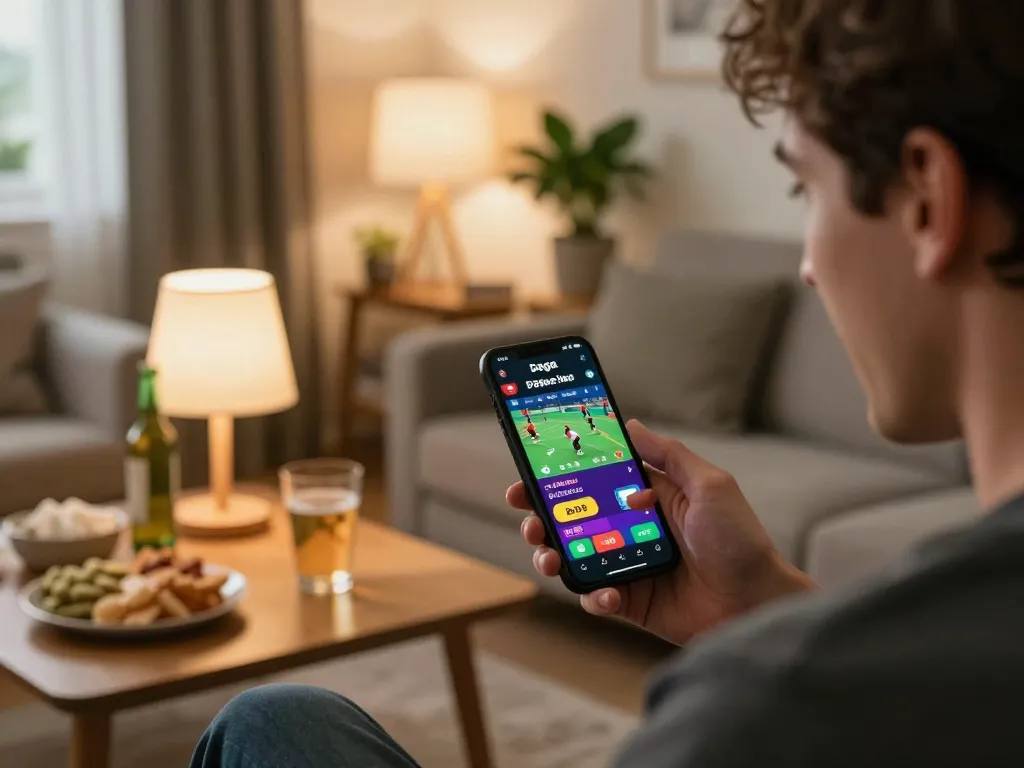 Daga app showcasing live betting odds in a cozy home setting