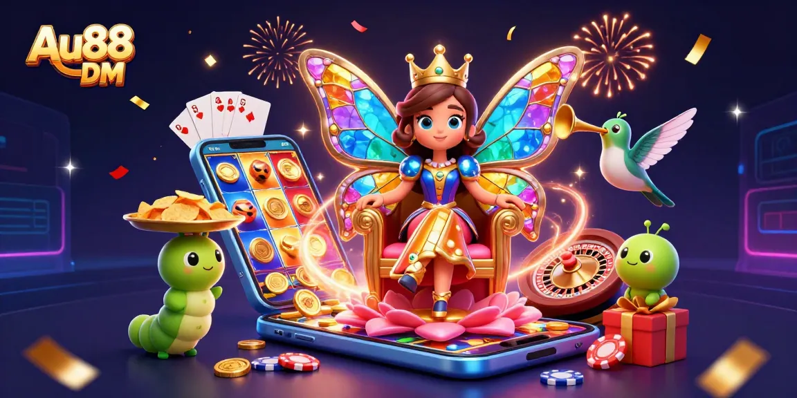Win big with Au88 DM as you engage in an exciting 3D casino scene filled with vibrant characters and game elements