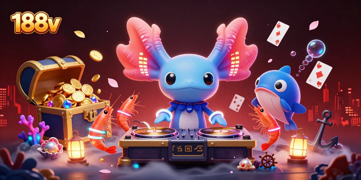 Play interactive games at 188v with vibrant visuals of underwater casino elements and lively characters.