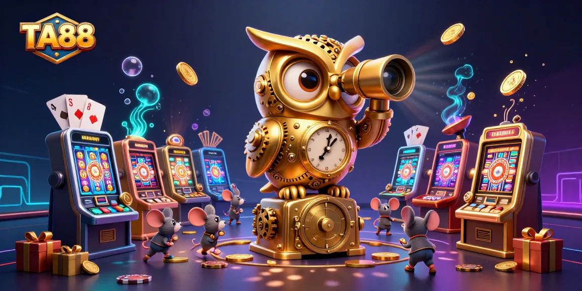 Engage with TA88 online casino's vibrant theme, featuring a cartoon owl and lively gaming elements.