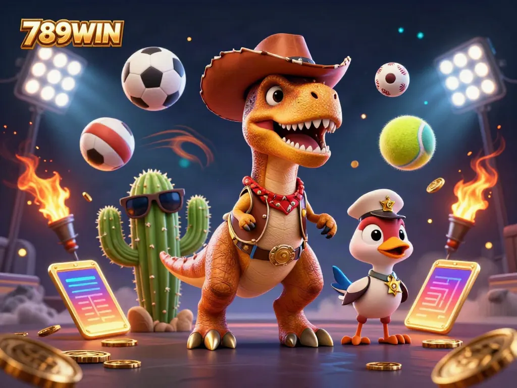 Experience thrilling wins at 789WIN with a vibrant 3D cartoon casino illustration
