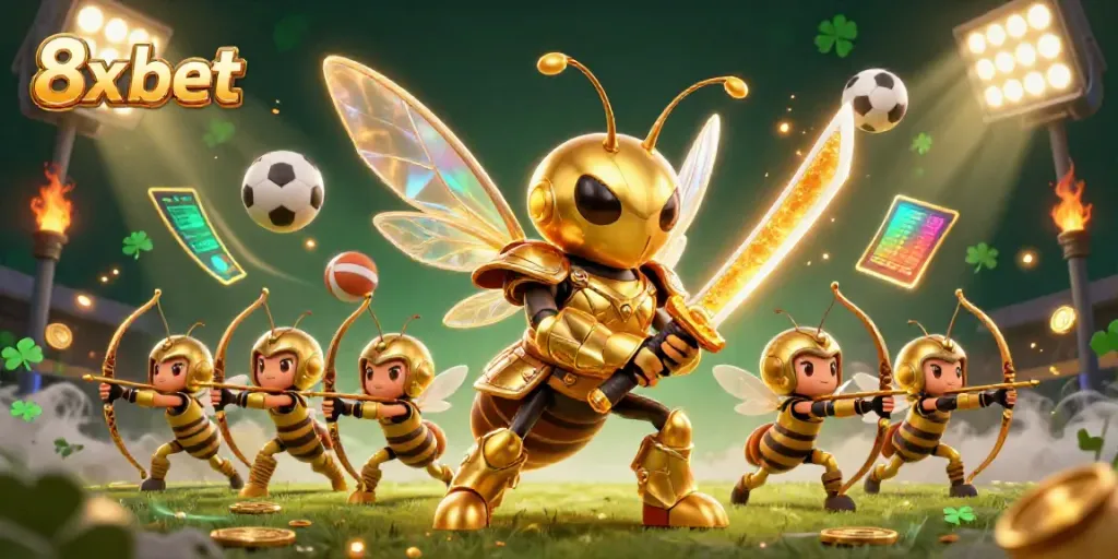 Engage in dynamic sports betting with 8x bet surrounding vivid characters and sports elements.