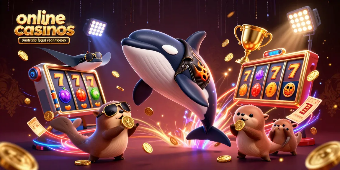 Experience online casinos Australia legal real money with a vibrant scene showcasing animated sea creatures and gambling themes.
