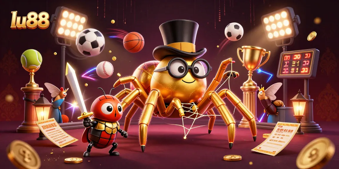 Engage in thrilling gameplay at lu88 with a vibrant illustration of a golden tarantula and beetle knight.