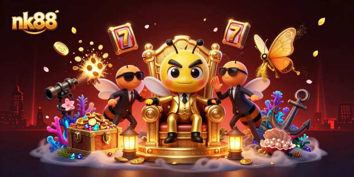 Engaging nk88 online casino illustration showcasing the vibrant world of gambling with cartoon characters.