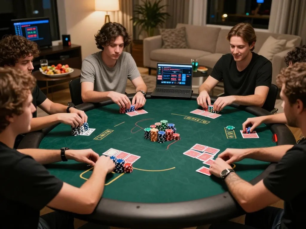 Players enjoying an exciting game night with taixiuonlinego, chips and cards in action, creating a lively gaming atmosphere