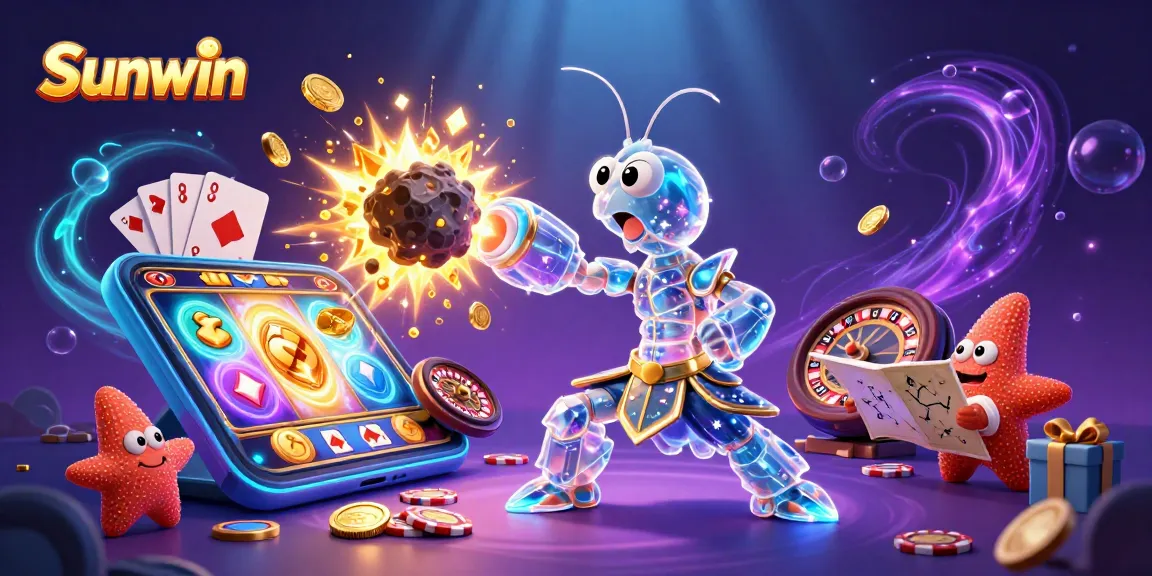 Win big with Sunwin's vibrant casino slot games amidst dynamic galactic action.