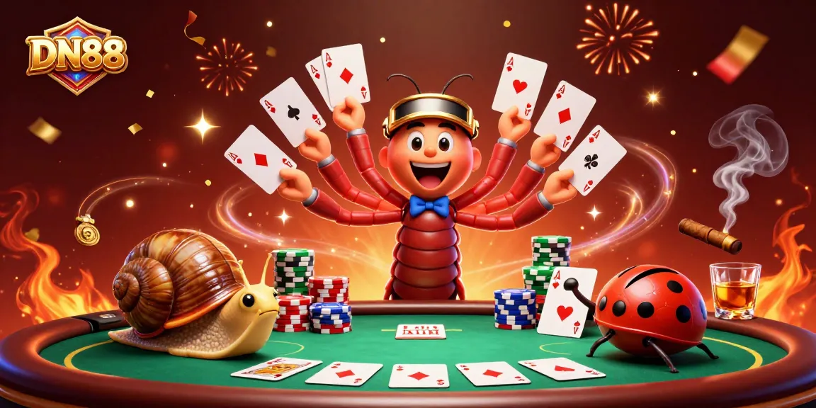 Experience the excitement of DN88 with an animated dealer and high-roller snail at the casino.