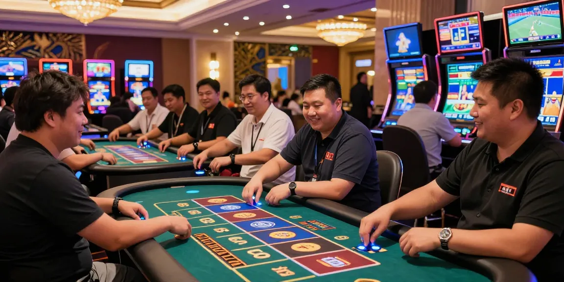 Exciting gambling scene at KK55 casino showcasing players engaged in games and vibrant atmosphere.