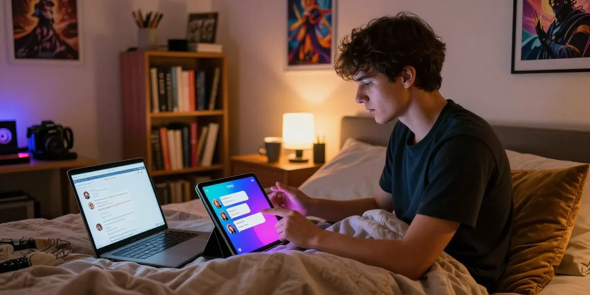 Engaging NSFW AI chat interactions on a tablet in a cozy bedroom, showcasing creativity and personalization.