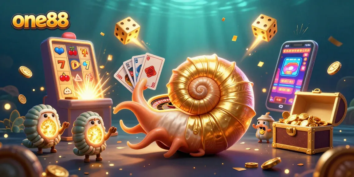 Experience the thrill of one88 with a vibrant 3D illustration of casino excitement and jackpot rewards.